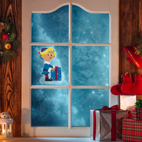 Northlight 7" Hermey With Christmas Present Double Sided Gel Window Cling Decoration 4 Northlight 7" Hermey With Christmas Present Double Sided Gel Window Cling Decoration - Image 2