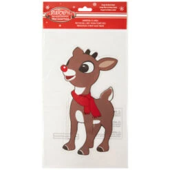 Northlight 8" Rudolph In Red Scarf Double Sided Gel Window Cling Decoration -Christmas Decor Sale northlight pw2042501e 001 04385.1687529317