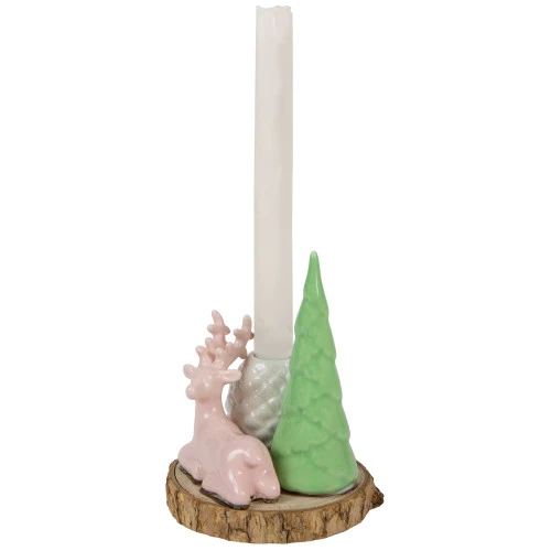 Northlight Reindeer With Tree And Pine Cone Christmas Taper Candle Holder - 6" 6 Northlight Reindeer With Tree And Pine Cone Christmas Taper Candle Holder - 6" - Image 4