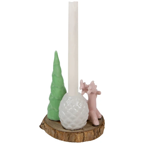 Northlight Reindeer With Tree And Pine Cone Christmas Taper Candle Holder - 6" 7 Northlight Reindeer With Tree And Pine Cone Christmas Taper Candle Holder - 6" - Image 5