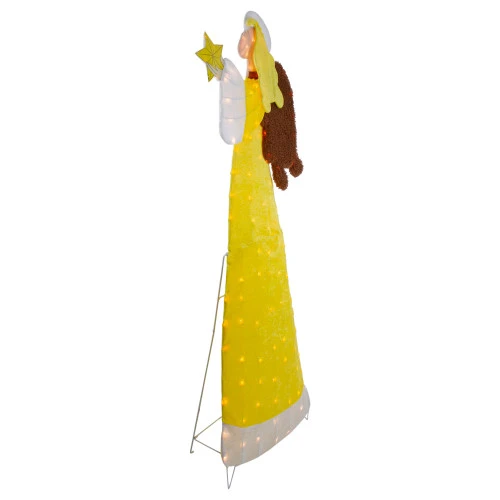 Northlight 72" Lighted 2D Yellow Chenille Angel Outdoor Christmas Decoration 8 Northlight 72" Lighted 2D Yellow Chenille Angel Outdoor Christmas Decoration - Image 6
