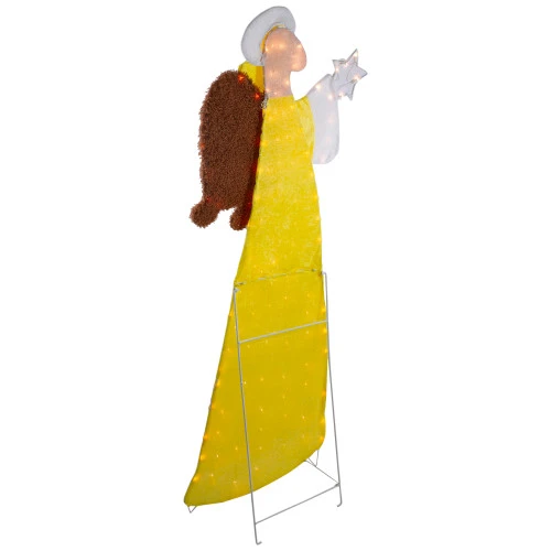 Northlight 72" Lighted 2D Yellow Chenille Angel Outdoor Christmas Decoration 7 Northlight 72" Lighted 2D Yellow Chenille Angel Outdoor Christmas Decoration - Image 5