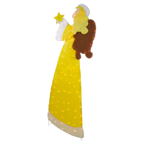 Northlight 72" Lighted 2D Yellow Chenille Angel Outdoor Christmas Decoration 6 Northlight 72" Lighted 2D Yellow Chenille Angel Outdoor Christmas Decoration - Image 4
