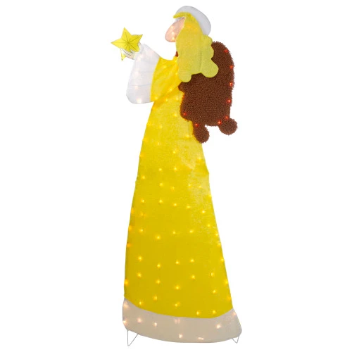 Northlight 72" Lighted 2D Yellow Chenille Angel Outdoor Christmas Decoration 3 Northlight 72" Lighted 2D Yellow Chenille Angel Outdoor Christmas Decoration