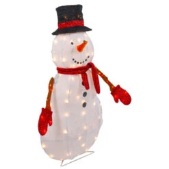 Northlight 32" Lighted 3D Chenille Snowman In Top Hat Outdoor Christmas Decoration -Christmas Decor Sale northlight qh92875 1 04388.1664293235