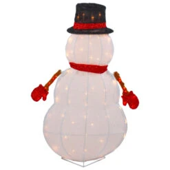 Northlight 32" Lighted 3D Chenille Snowman In Top Hat Outdoor Christmas Decoration -Christmas Decor Sale northlight qh92875 2 14419.1664293235