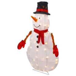 Northlight 32" Lighted 3D Chenille Snowman In Top Hat Outdoor Christmas Decoration -Christmas Decor Sale northlight qh92875 3 99203.1664293235