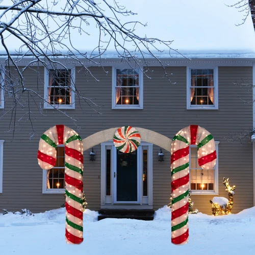 Northlight Lighted Double Candy Cane Archway Outdoor Christmas Decoration - 7' - Warm White 4 Northlight Lighted Double Candy Cane Archway Outdoor Christmas Decoration - 7' - Warm White - Image 2