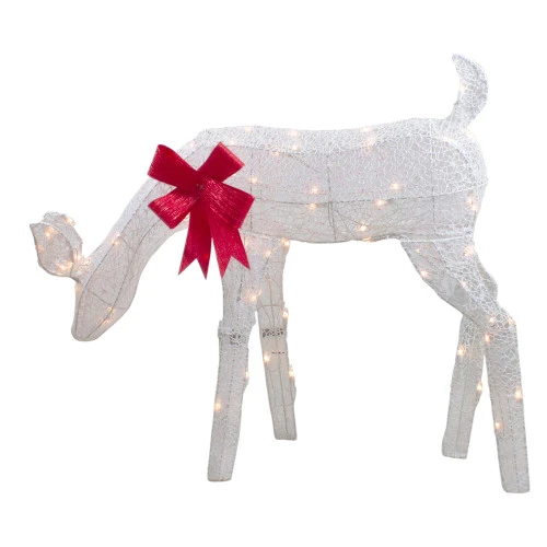 Northlight Lighted Mesh Feeding Doe Outdoor Christmas Decoration - 37" - White - Clear Lights 4 Northlight Lighted Mesh Feeding Doe Outdoor Christmas Decoration - 37" - White - Clear Lights - Image 2
