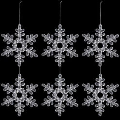 Snowflake Acrylic Christmas Ornaments - 7" - Clear - Set Of 6 -Christmas Decor Sale northlight rp97069 on20black 06 44309.1726712132