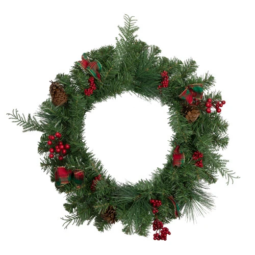 Northlight Pine Cones And Berries Artificial Christmas Wreath With Ribbon - 24" - Unlit 3 Northlight Pine Cones And Berries Artificial Christmas Wreath With Ribbon - 24" - Unlit