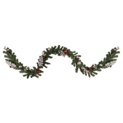 Northlight Pre-Lit Battery Operated Decorated Green Pine Christmas Garland - 9' - Warm White LED Lights 3 Northlight Pre-Lit Battery Operated Decorated Green Pine Christmas Garland - 9' - Warm White LED Lights