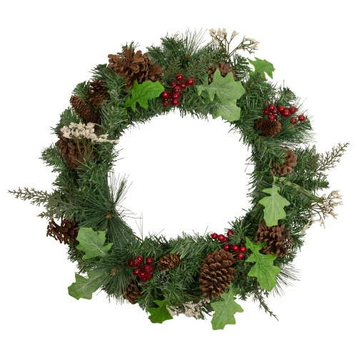 Decorated Natural Pine And Berry Artificial Christmas Wreath, 24-Inch, Unlit 3 Decorated Natural Pine And Berry Artificial Christmas Wreath, 24-Inch, Unlit