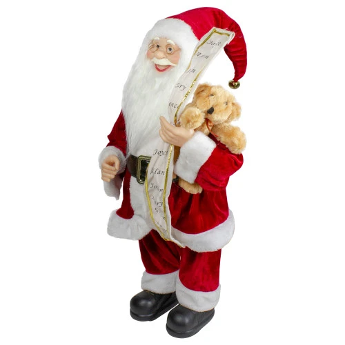 Northlight Standing Santa With Teddy Bear And List Christmas Figure - 24" 5 Northlight Standing Santa With Teddy Bear And List Christmas Figure - 24" - Image 3