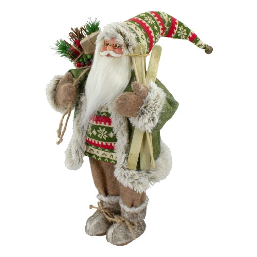 Northlight 18"Standing Santa Christmas Figure Carrying Skis And Presents 5 Northlight 18"Standing Santa Christmas Figure Carrying Skis And Presents - Image 3