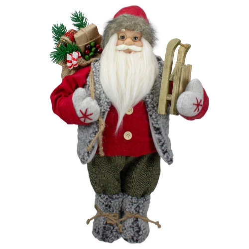 Northlight 18" Standing Santa Christmas Figure Carrying Presents And A Sled 3 Northlight 18" Standing Santa Christmas Figure Carrying Presents And A Sled