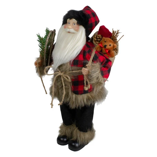 Northlight Standing Santa Christmas Figure With Snow Shoes And Bear - 18" 5 Northlight Standing Santa Christmas Figure With Snow Shoes And Bear - 18" - Image 3