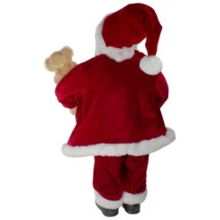 Northlight 18" Standing Santa Christmas Figure With A Plush Brown Bear -Christmas Decor Sale northlight sa88392 2 81247.1611374215