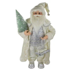 Northlight 2' Standing Santa Christmas Figure Carrying A Green Pine Tree