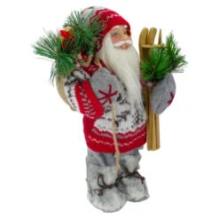 Northlight Standing Nordic Santa With Skis Christmas Figure - 12" -Christmas Decor Sale northlight sa91116 1 49300.1611374215