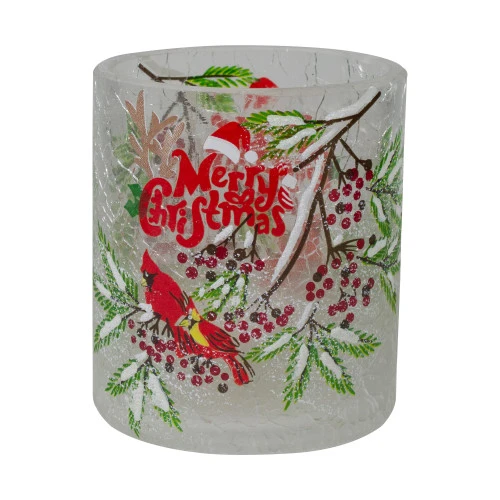 Northlight 2.75-Inch Cardinal And Pine Hand Painted Flameless Christmas Candle Holder 3 Northlight 2.75-Inch Cardinal And Pine Hand Painted Flameless Christmas Candle Holder
