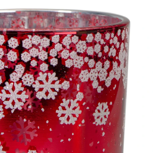 5" Red And Shiny Silver Deer In Winter Woods Flameless Candle Holder 6 5" Red And Shiny Silver Deer In Winter Woods Flameless Candle Holder - Image 4