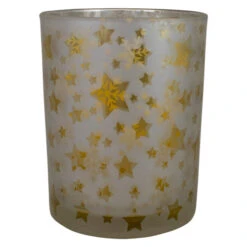 Northlight 5" Matte Silver And Gold Stars And Snowflakes Flameless Glass Candle Holder -Christmas Decor Sale northlight se90060 3 63684.1665433302