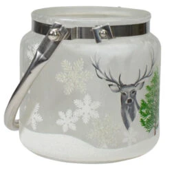 Northlight 4" Deer, Pine And Snowflakes Hand Painted Flameless Glass Candle Lantern -Christmas Decor Sale northlight se91532 1 48536.1605147745
