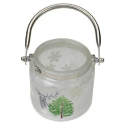 Northlight 4" Deer, Pine And Snowflakes Hand Painted Flameless Glass Candle Lantern -Christmas Decor Sale northlight se91532 3 40698.1605147745