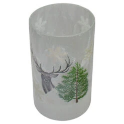Northlight 10" Deer, Pine And Snowflakes Hand Painted Flameless Glass Christmas Candle Holder -Christmas Decor Sale northlight se91533 2 51848.1605147741