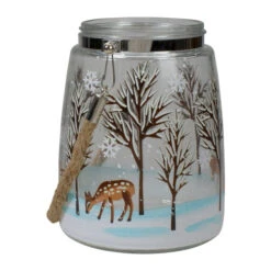 Northlight 6.25" Trees And Fawns Flameless Glass Candle Lantern -Christmas Decor Sale northlight se91542 1 96963.1605147743