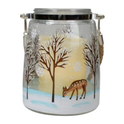 Northlight 6.25" Trees And Fawns Flameless Glass Candle Lantern -Christmas Decor Sale northlight se91542 2 51995.1605147743