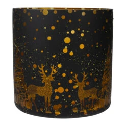 Northlight 6" Black And Gold Deer And Pine Trees Flameless Glass Candle Holder -Christmas Decor Sale northlight se91544 1 80598.1604023640