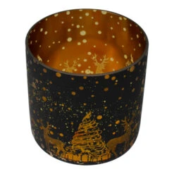Northlight 6" Black And Gold Deer And Pine Trees Flameless Glass Candle Holder -Christmas Decor Sale northlight se91544 2 53471.1604023639