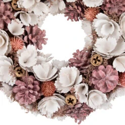 Northlight 13" White And Pink Wooden Floral Christmas Wreath With Pinecones -Christmas Decor Sale northlight sh27004 2 33175.1680285010