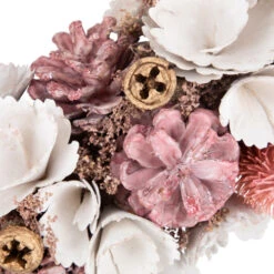 Northlight 13" White And Pink Wooden Floral Christmas Wreath With Pinecones -Christmas Decor Sale northlight sh27004 4 83886.1680285011
