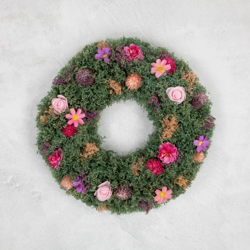 Northlight Thistle Mixed Floral Spring Wreath - 13" - Pink And Purple 5 Northlight Thistle Mixed Floral Spring Wreath - 13" - Pink And Purple - Image 3