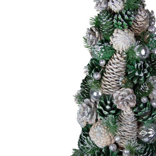 Pinecone And Ornaments Glitter Cone Christmas Tree - 18" 5 Pinecone And Ornaments Glitter Cone Christmas Tree - 18" - Image 3