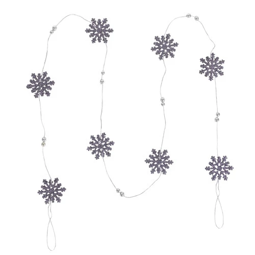 Northlight 5' X 2" Purple Snowflake Christmas Garland With Silver Beads, Unlit 3 Northlight 5' X 2" Purple Snowflake Christmas Garland With Silver Beads, Unlit