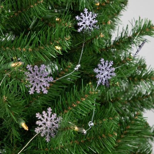 Northlight 5' X 2" Purple Snowflake Christmas Garland With Silver Beads, Unlit 4 Northlight 5' X 2" Purple Snowflake Christmas Garland With Silver Beads, Unlit - Image 2