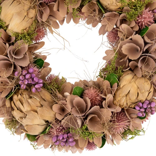 Northlight 12" Purple And Beige Wooden Floral Spring Wreath With Preserved Artichoke 6 Northlight 12" Purple And Beige Wooden Floral Spring Wreath With Preserved Artichoke - Image 4