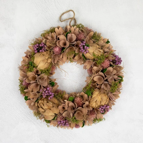 Northlight 12" Purple And Beige Wooden Floral Spring Wreath With Preserved Artichoke 5 Northlight 12" Purple And Beige Wooden Floral Spring Wreath With Preserved Artichoke - Image 3