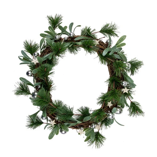 Northlight Pine Needle And Silver Ball Ornament Artificial Christmas Wreath, 12-Inch, Unlit 3 Northlight Pine Needle And Silver Ball Ornament Artificial Christmas Wreath, 12-Inch, Unlit