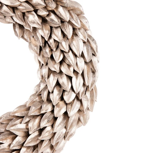 Northlight Champagne Gold Budding Leaves Glitter Christmas Wreath, 11.5-Inch, Unlit 5 Northlight Champagne Gold Budding Leaves Glitter Christmas Wreath, 11.5-Inch, Unlit - Image 3