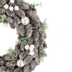 Northlight White Berry And Pinecone Foliage Christmas Ornament Wreath, 12.5-Inch, Unlit -Christmas Decor Sale northlight sh94265 2 98123.1667636156