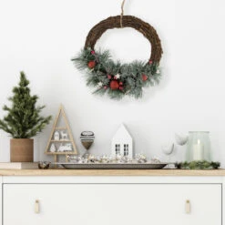 Northlight Red Ornaments, Pine Needle And Stars Frosted Christmas Wreath, 13.75-Inch 8 Northlight Red Ornaments, Pine Needle And Stars Frosted Christmas Wreath, 13.75-Inch -Christmas Decor Sale northlight sh94268 styled 01 95423.1709320720