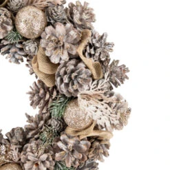 Northlight Glittered Pine And Burlap Bows Artificial Christmas Wreath - 13.75" - Unlit -Christmas Decor Sale northlight sh94273 2new 52184.1667981944