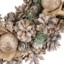 Northlight Glittered Pine And Burlap Bows Artificial Christmas Wreath - 13.75" - Unlit -Christmas Decor Sale northlight sh94273 3new 98440.1667981944