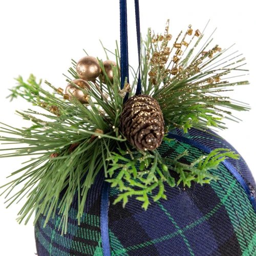 Northlight 4" Green And Blue Plaid Hanging Christmas Ball Ornament 4 Northlight 4" Green And Blue Plaid Hanging Christmas Ball Ornament - Image 2