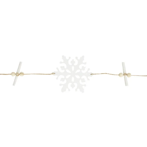 4' White Snowflakes On Jute Rope Hanging Christmas Garland 6 4' White Snowflakes On Jute Rope Hanging Christmas Garland - Image 4